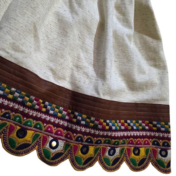 Anthropologie let me be dress linen blend embroidered scalloped sleeveless SZ XL - Picture 4 of 8